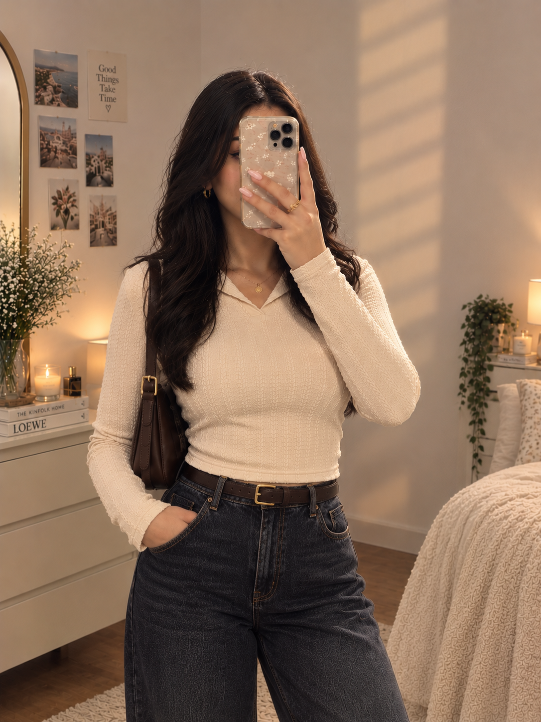 Cream Polo Top