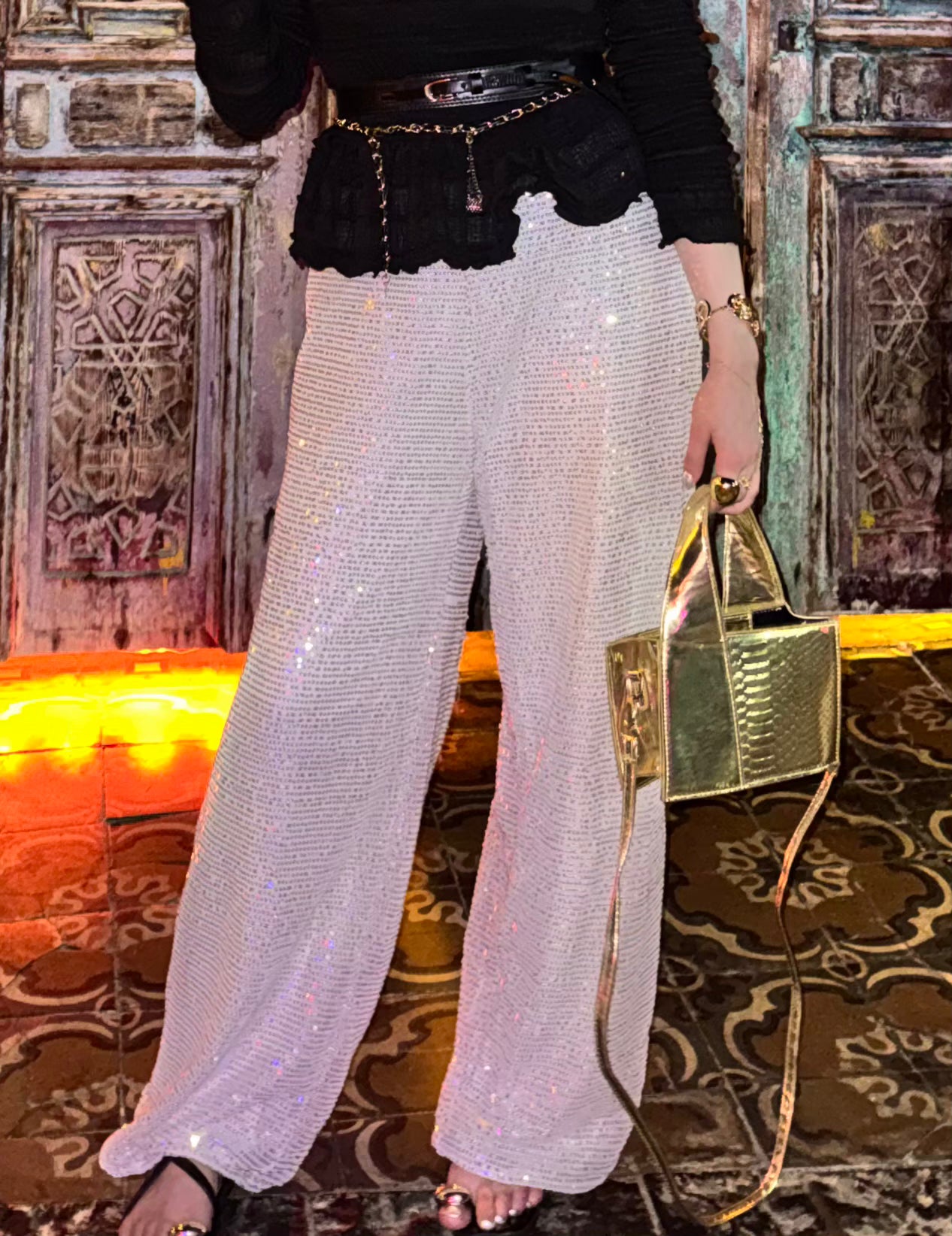 Cream Shimmer Pants