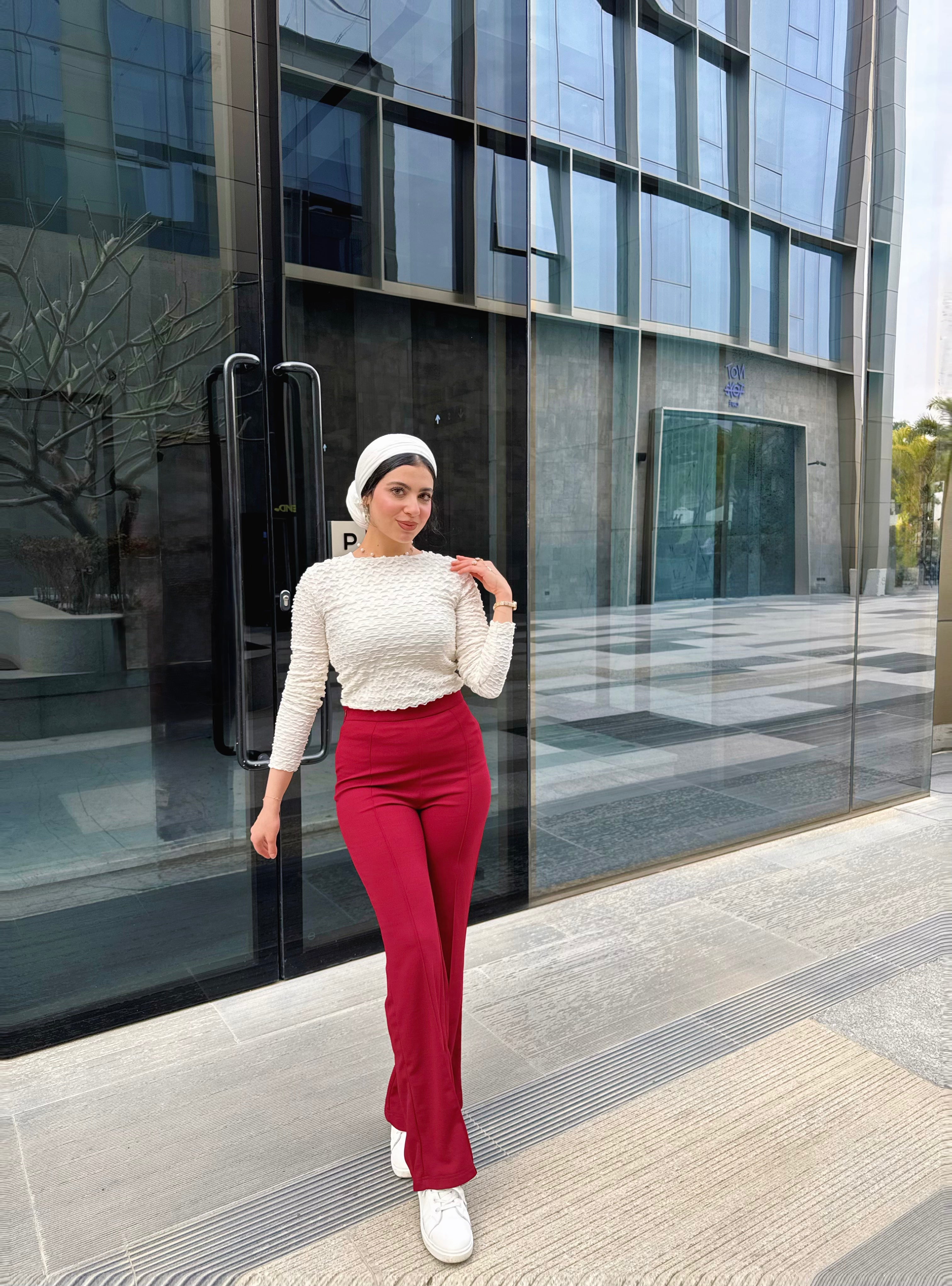 Burgundy Belle Curve Pants